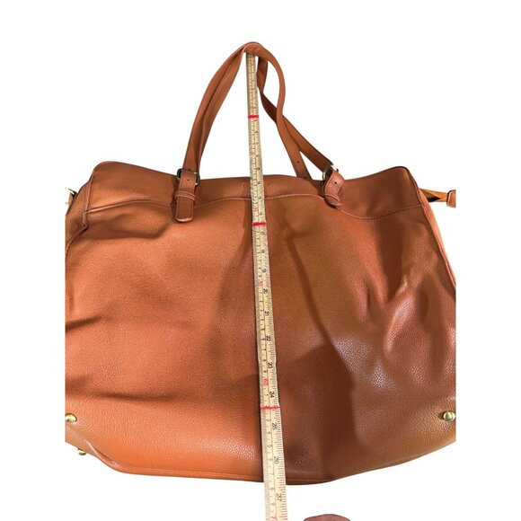 Large ECOSUSI Brown Faux Leather Tote Bag With Zip Pocket & Gold Accents - Picture 6 of 11